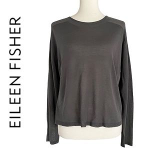 NWT Eileen Fisher Seamless Sleek Tencel Knit Mock Neck Top in‎ Bark